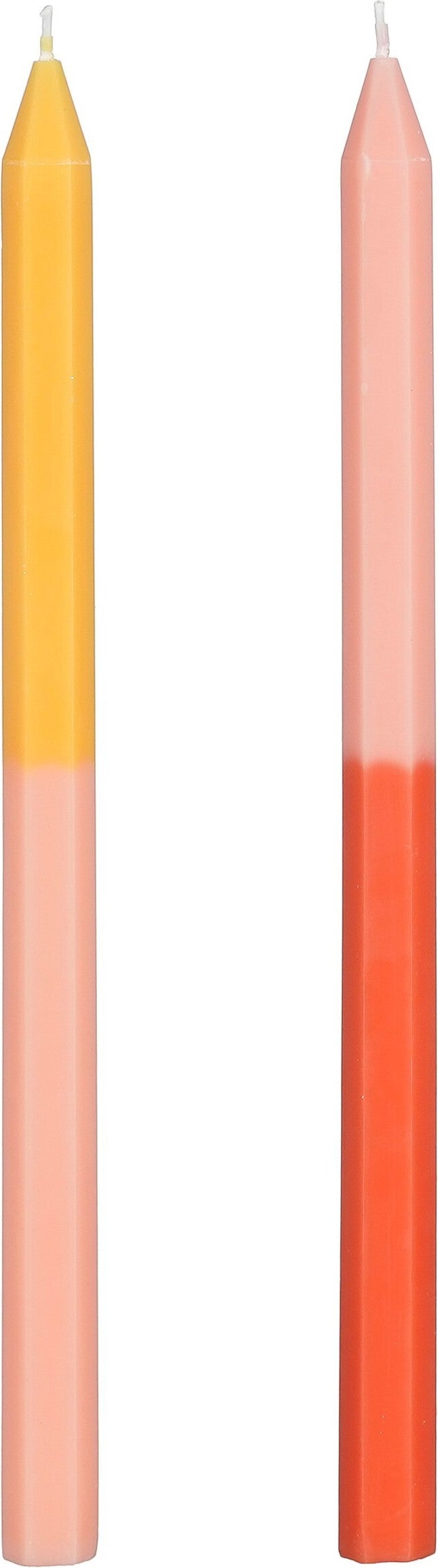 Mica Decorations dinerkaars Dip-dye geel / oranje 8 uur D 2,2 H 33 cm 2 stuks
