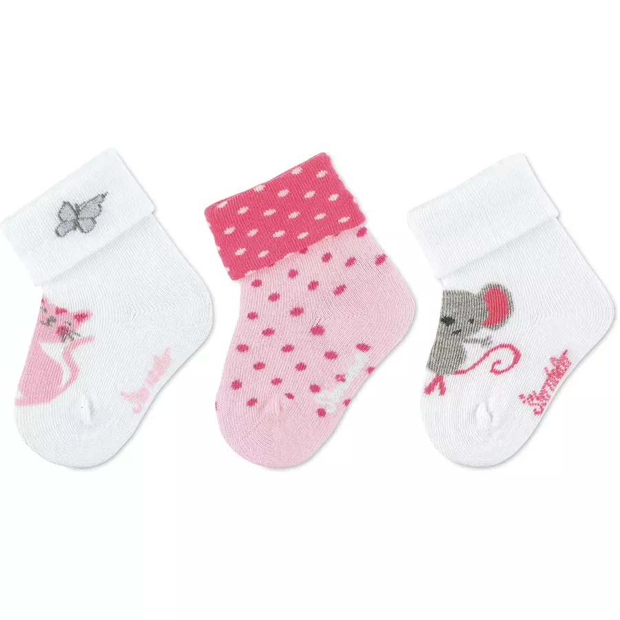 Sterntaler Baby-Söckchen 3er-Pack Katze weiß
