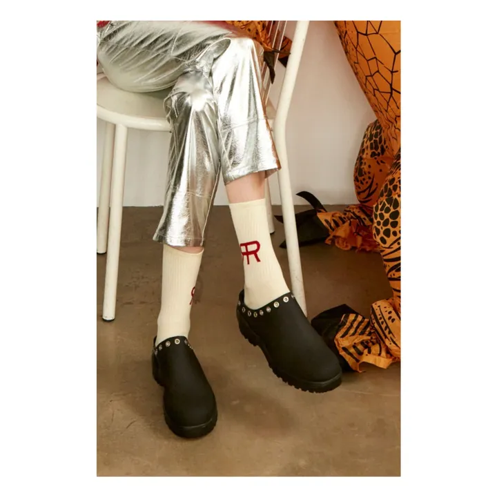 Roseanna Sabots Slogan Cuir | Noir