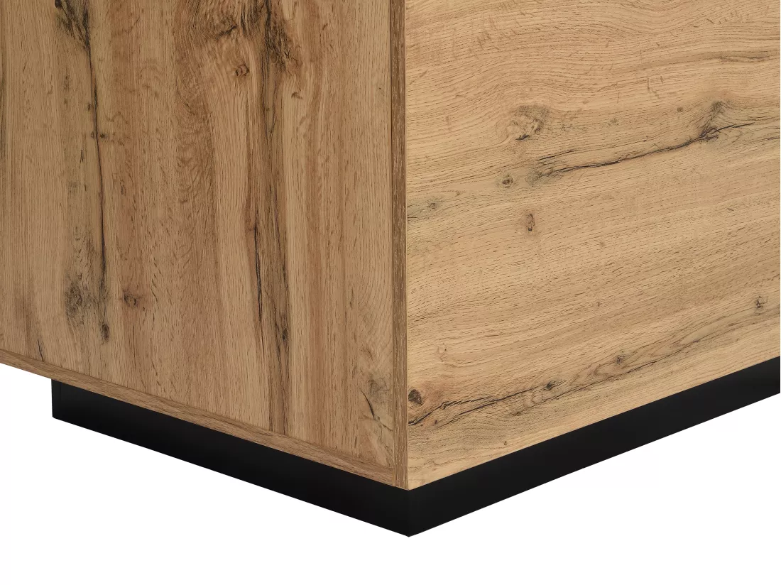 Ilot central de cuisine avec 2 portes et 1 niche en MDF - Naturel et noir - CORELINA