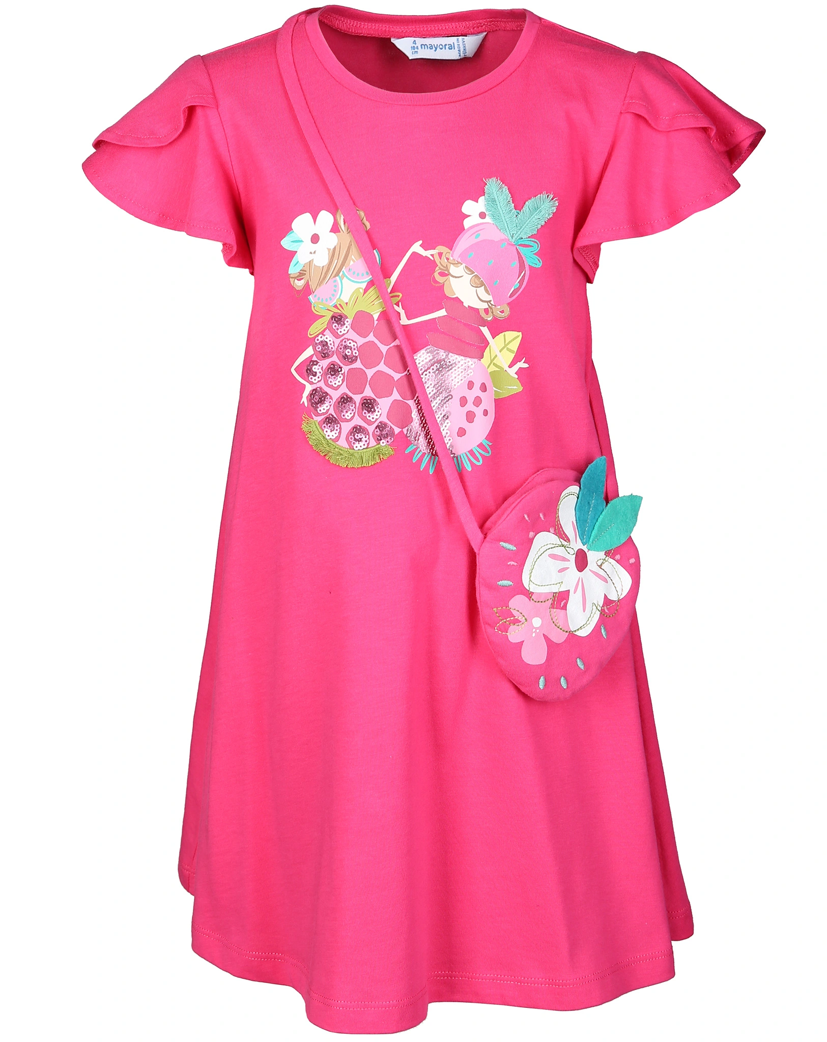 Kurzarm-Kleid BAG & FRUITS in fuchsia