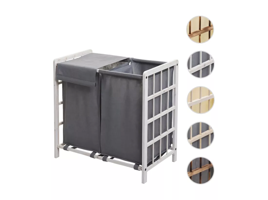 Collecteur de linge MCW-B60, blanc miteux, couvercle gris