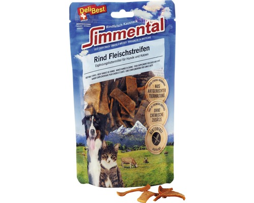 Honden- en kattensnack DeliBest Simmental rundvleesreepjes 90 g