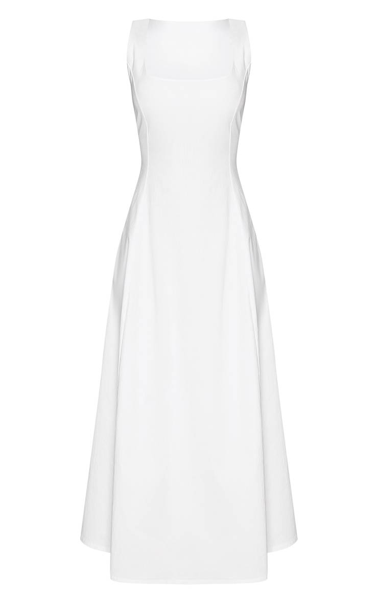 Blanc Robe Longue Sans Manches À Encolure Dégagée Petite