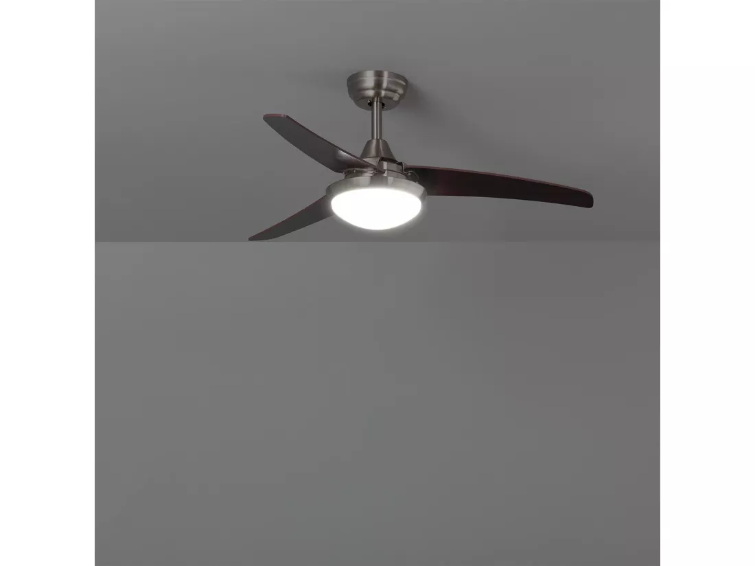 Ventilateur de Plafond Silencieux Neil Bois 107cm Moteur DC WiFi Argent