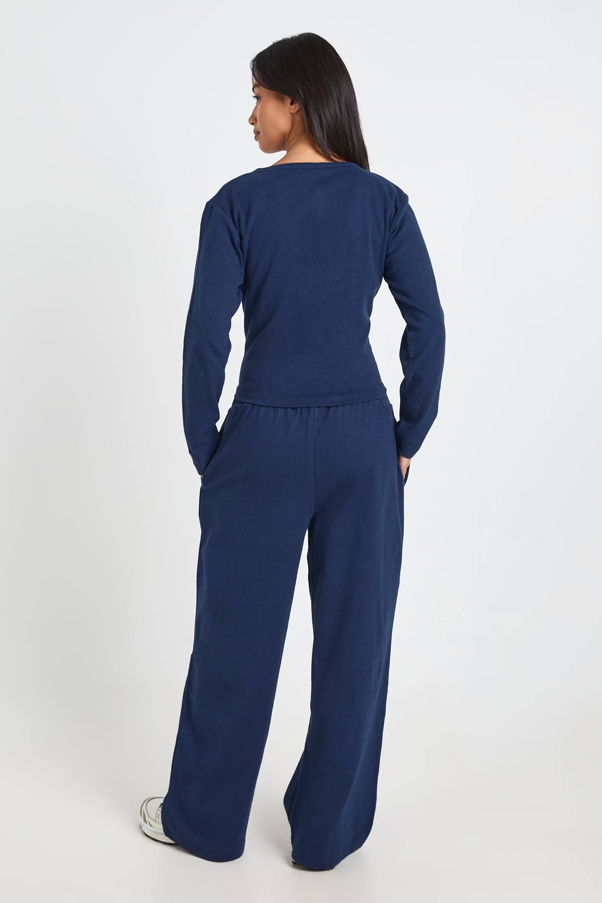 boohoo Ensemble Coordonné Petite Haut Col Rond Boutonné Et Pantalon En Coton