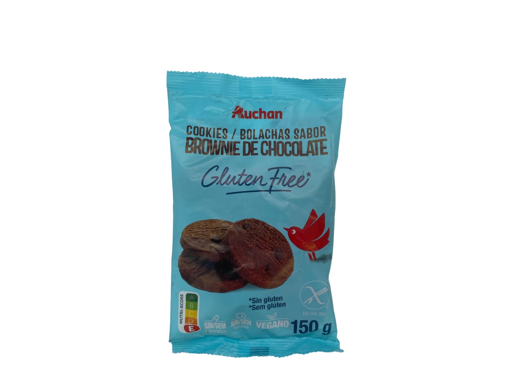 BOLACHAS AUCHAN SEM GLÚTEN SABOR A BROWNIE DE CHOCOLATE 150G