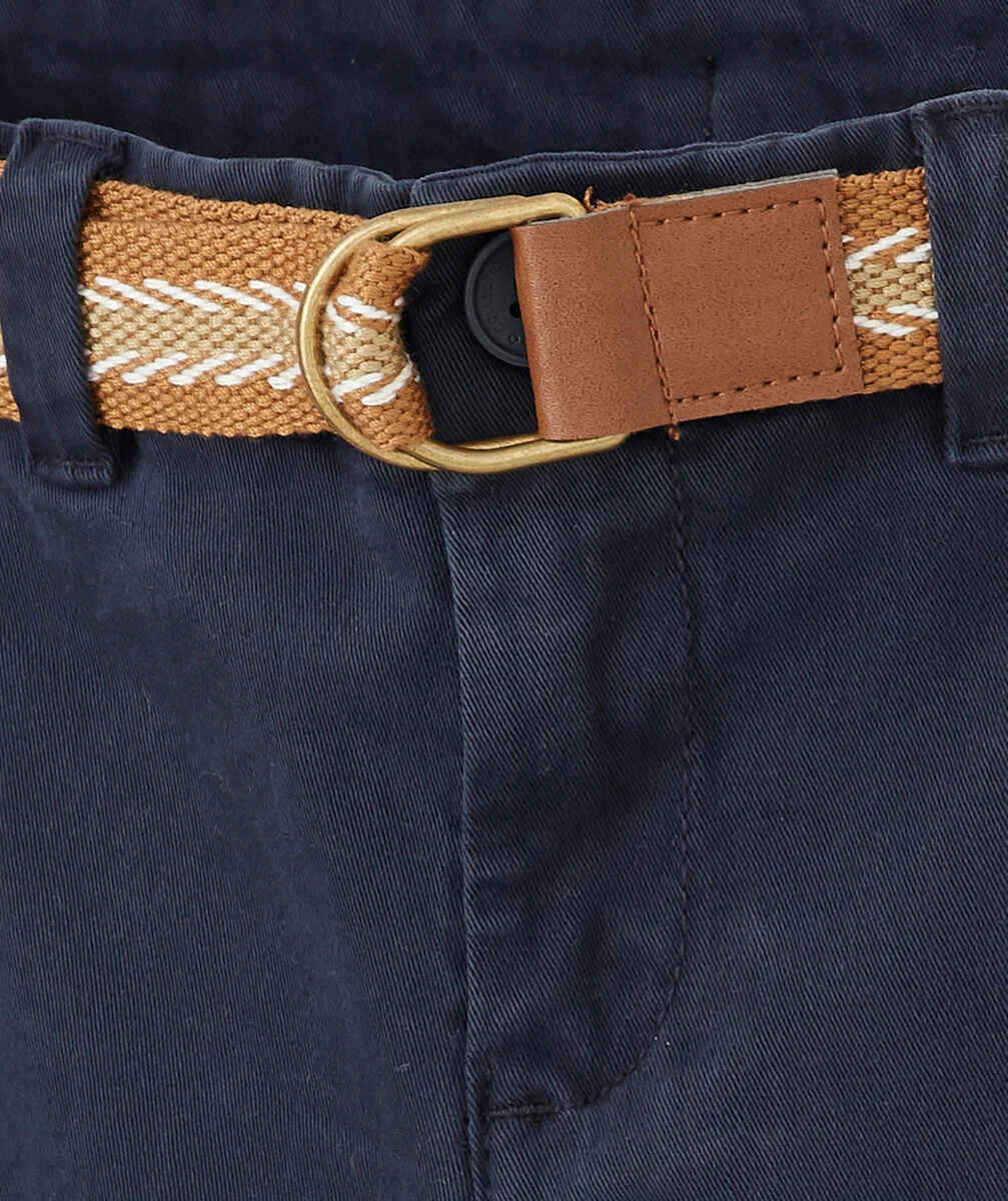 LE SHORT CHINO MARINE AVEC SA CEINTURE CAMEL