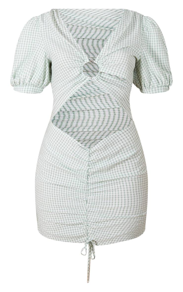 Vert Robe Moulante À Imprimé Floral En Mousseline Avec Découpes Et Détail Anneau