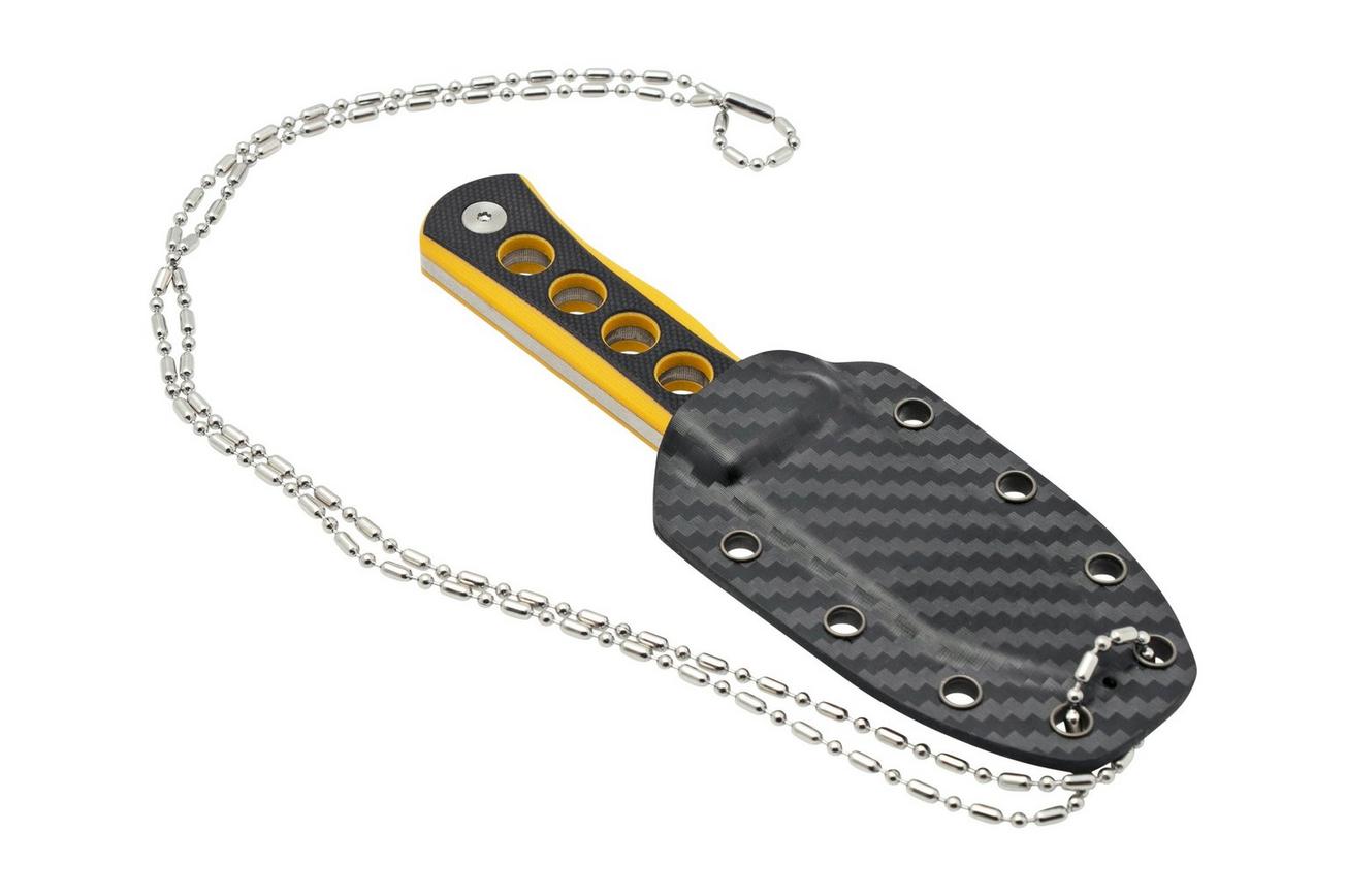 QSP Knife Canary QS141-A1 Stonewashed, Black Yellow G10, nekmes