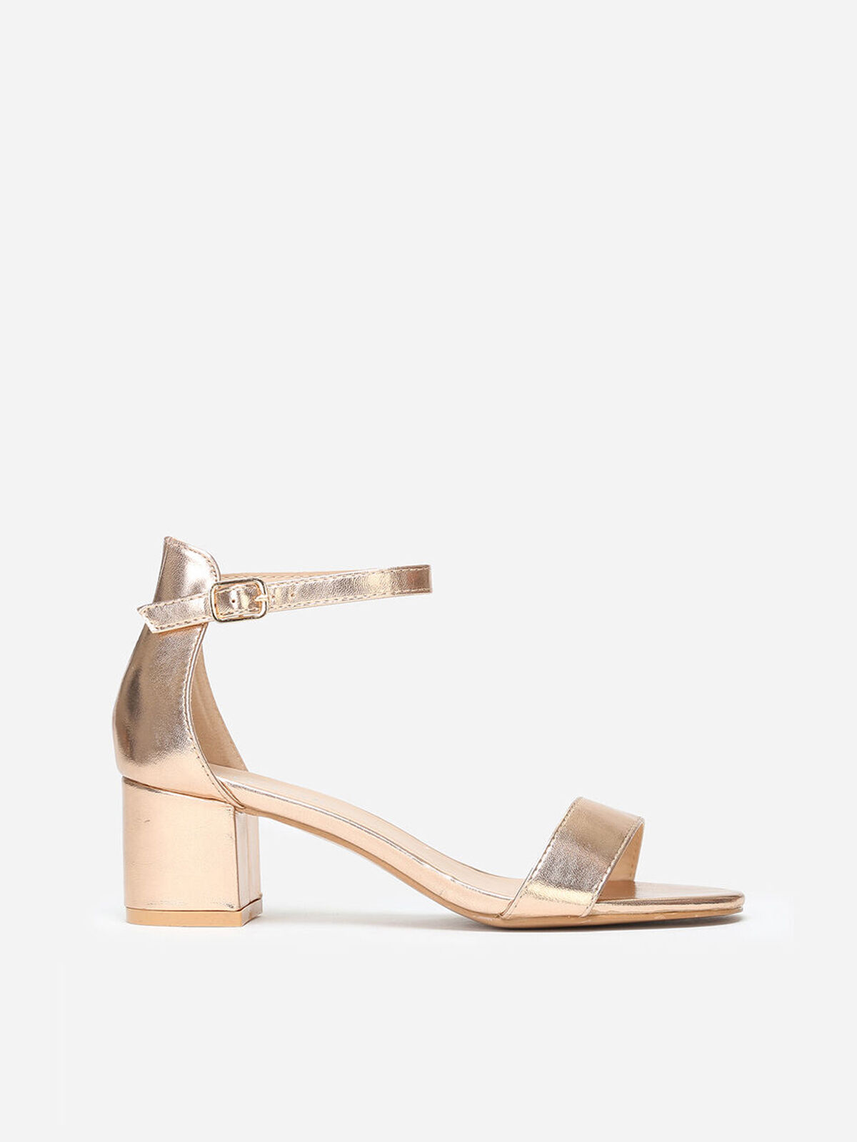 Sandales en simili à petit talon- Doré rose