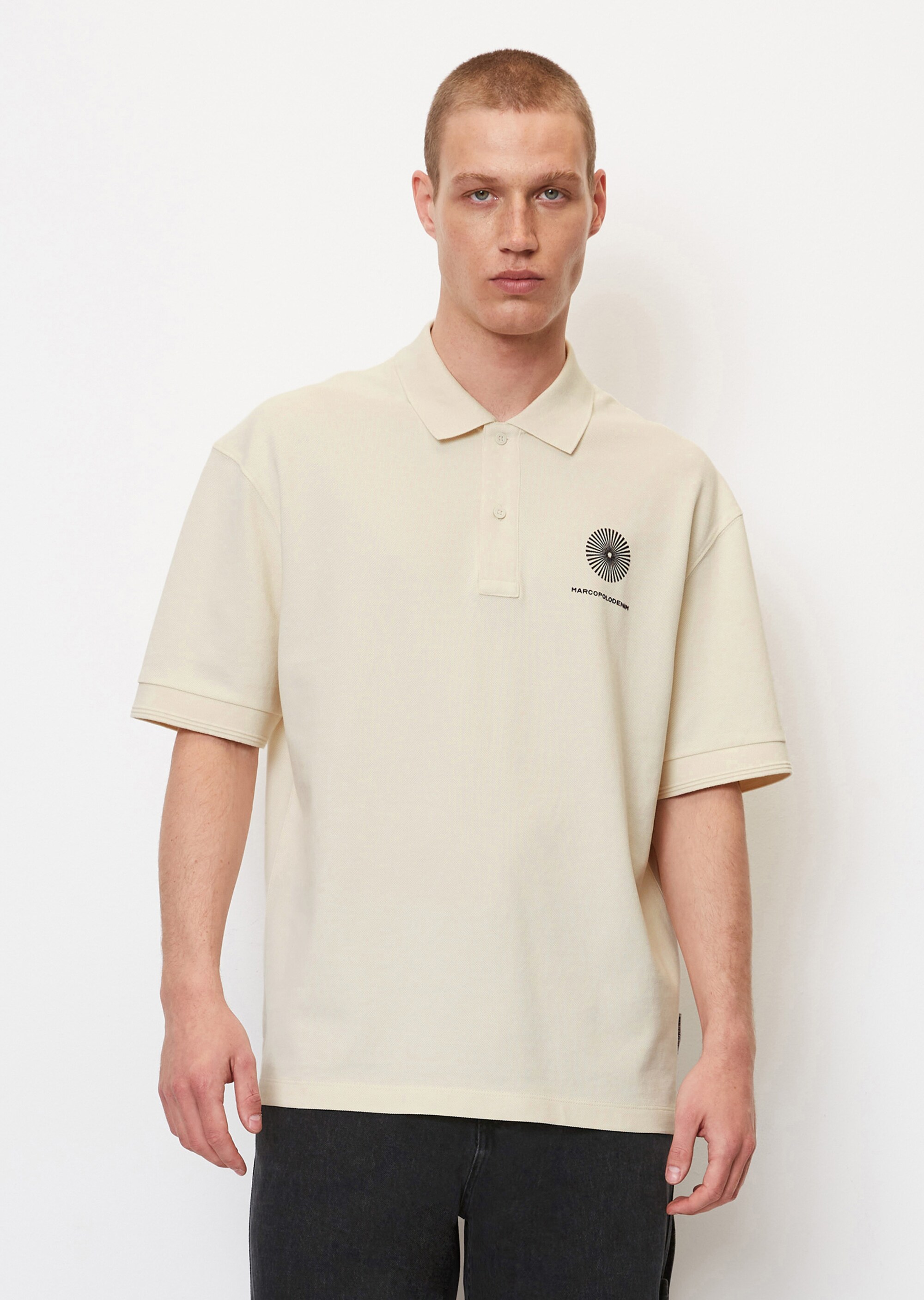 Kurzarm-Poloshirt Piqué oversized aus reiner Bio-Baumwolle