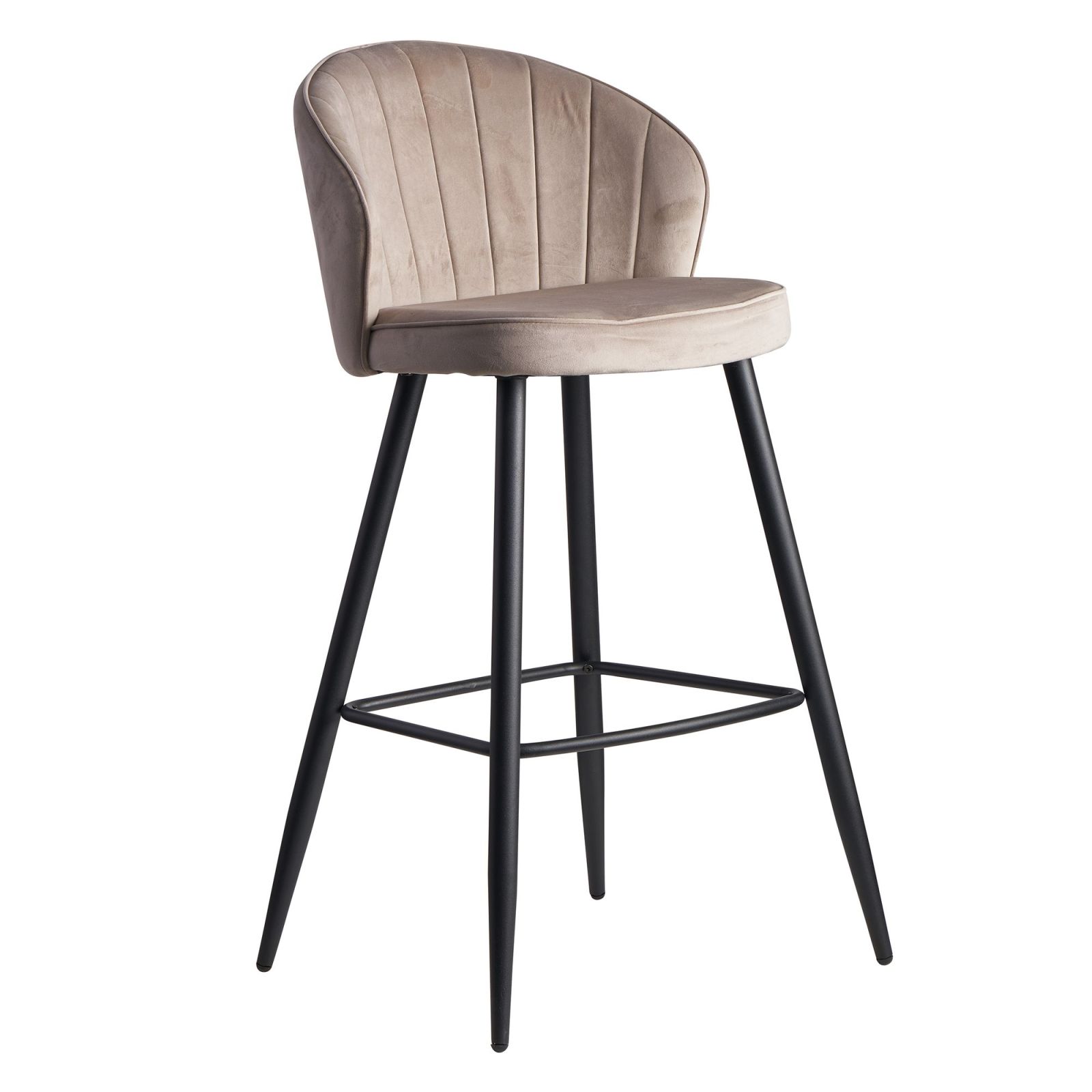 Barhocker - beige-schwarz - Samt
