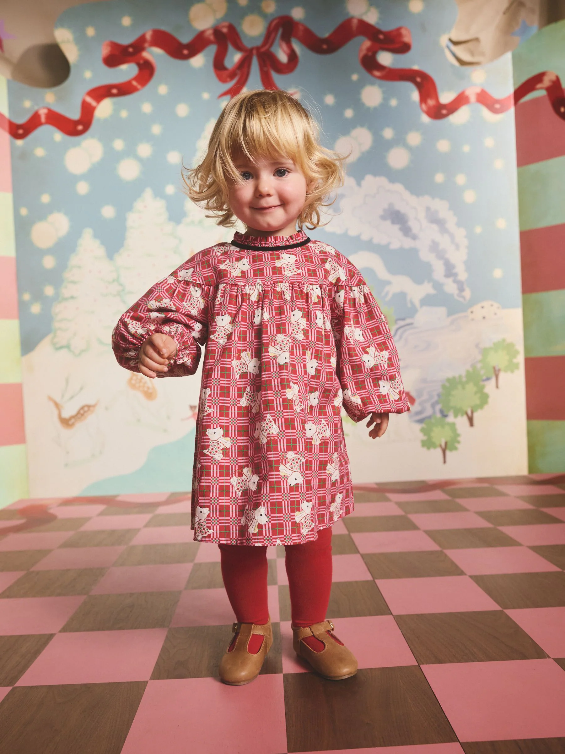 Cath Kidston Red Check - Lange mouwen jurk (3mnd-8jr)