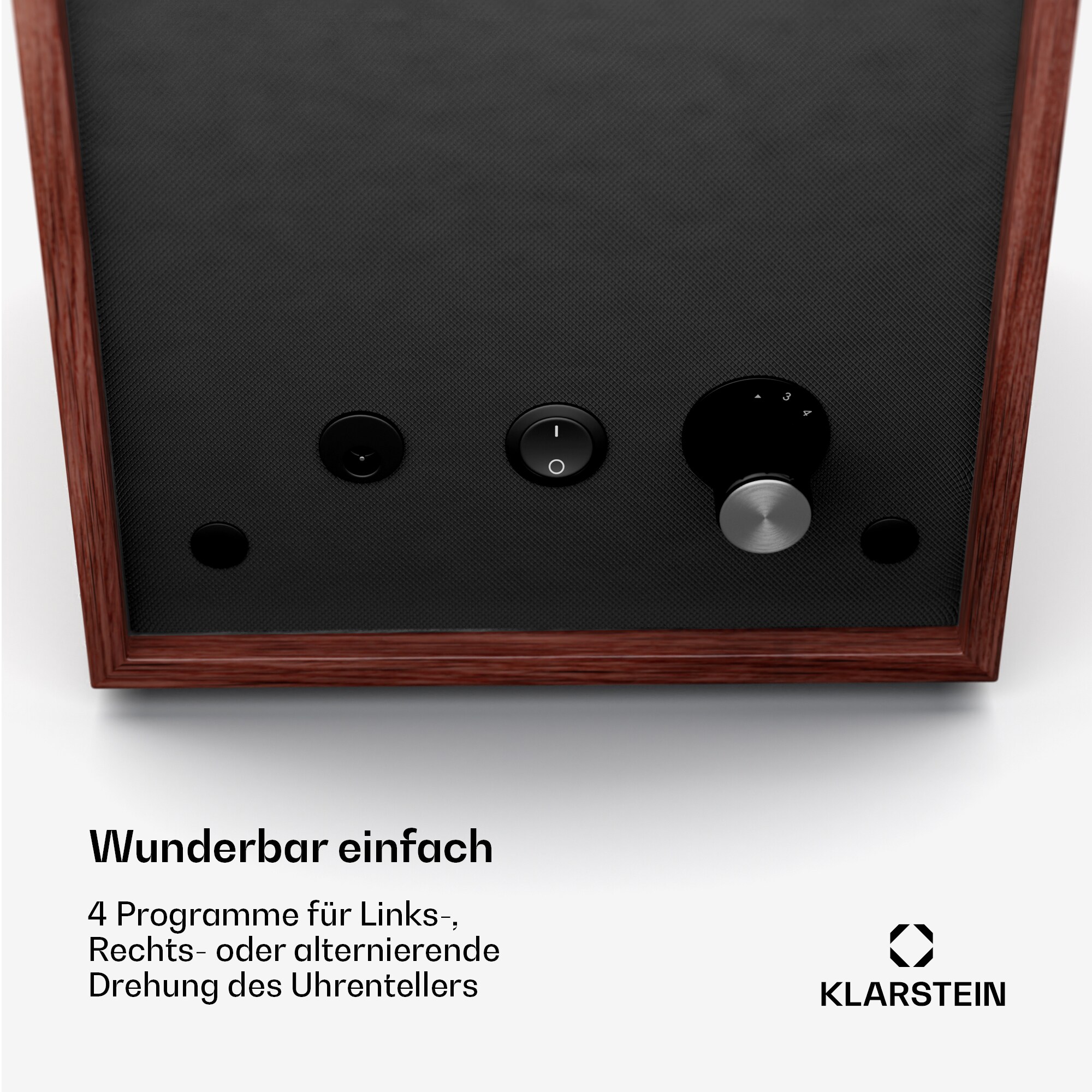 Brienz 1 Uhrenbeweger, 1 Uhr, 4 Modi, Holz-Optik, blaue Innenbeleuchtung Walnuss