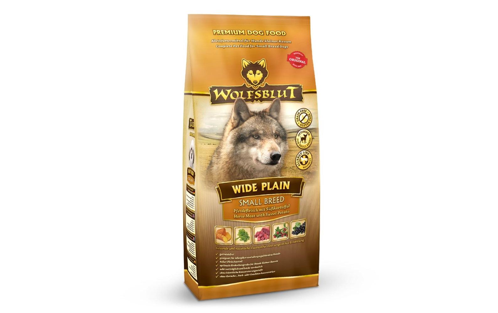 Trockenfutter Dog Wide Plain Small Breed Adult, 2 kgMit Pferd und Süsskartoffel, für kleine Hunderassen