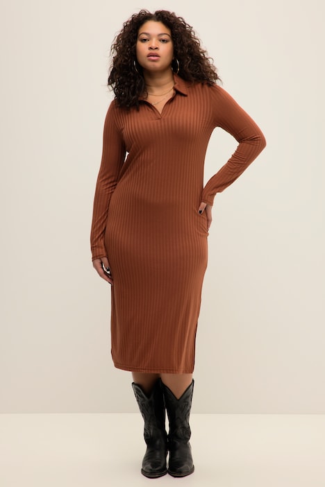 Jersey-Midikleid, Slim Shape, Langarm
