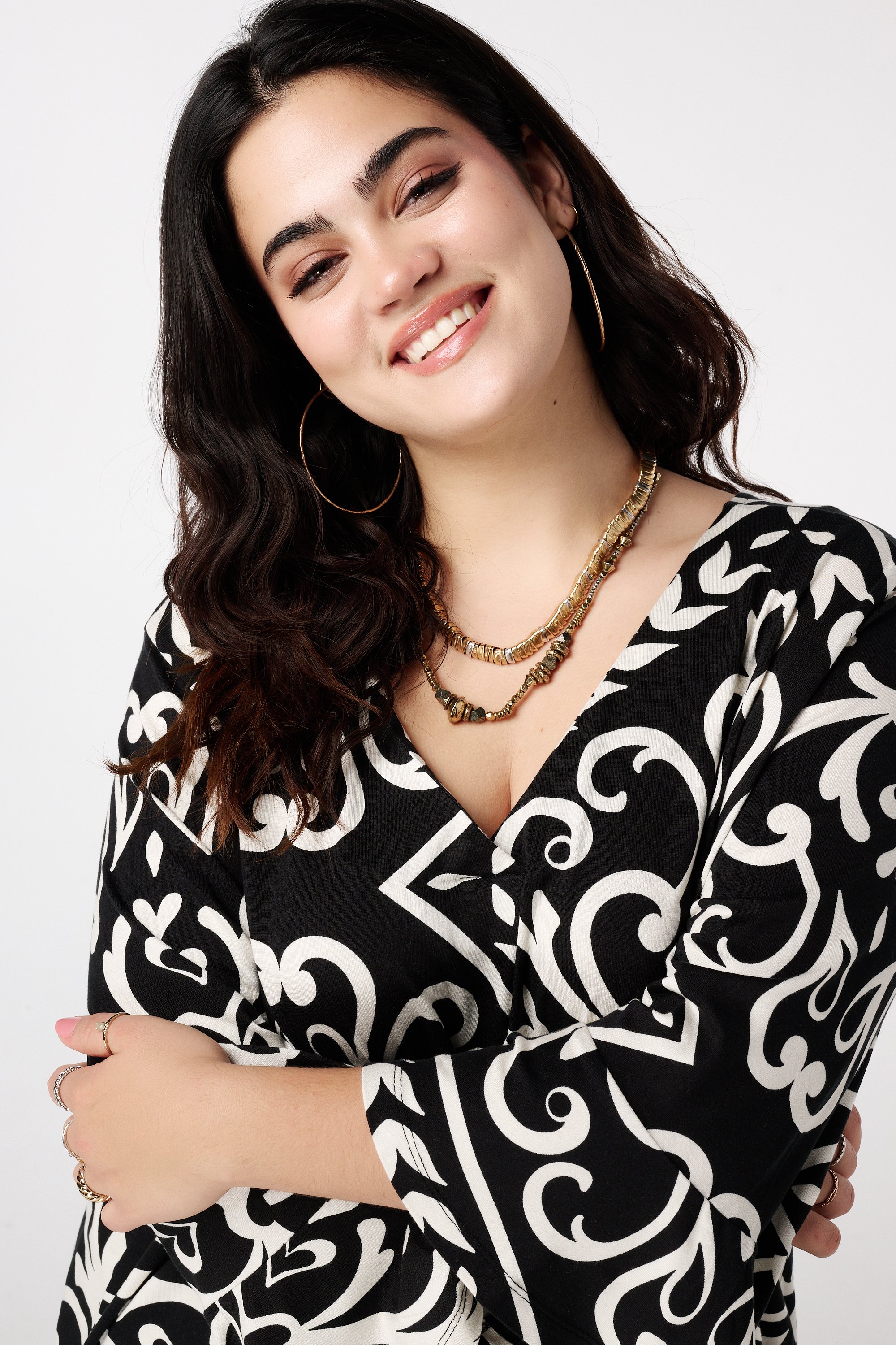 Top met paisleyprint Multi zwart-wit