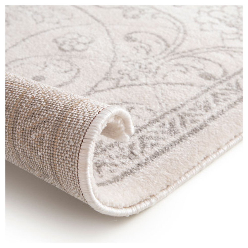Tapis à motif floral oriental - arabesque - écru - 80 x 150 cm