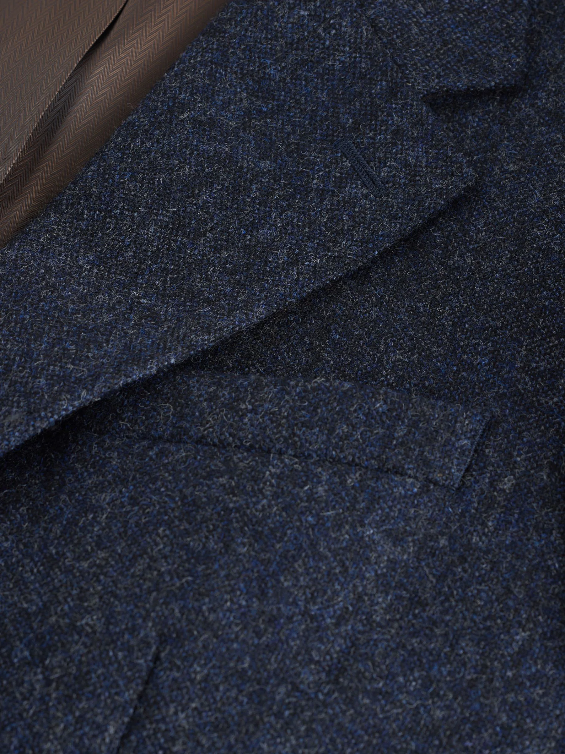 Donkerblauw - Tailored Fit Signature Abraham Moon 100% British Wool Donegal Suit Jacket