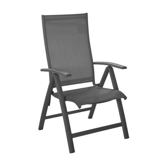 Fauteuil multipositions ÉLÉGANCE gris aluminium/toile - 70x61x108 cm