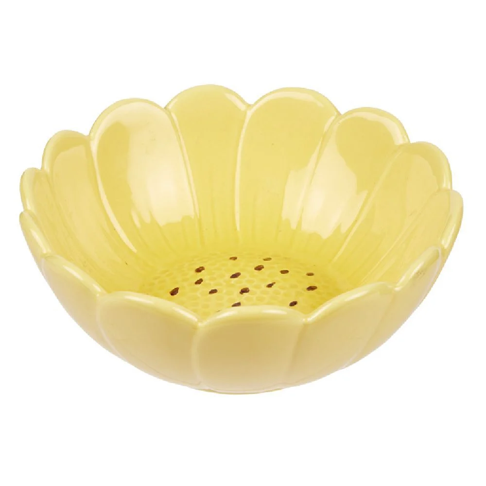 Bol saladier forme fleur dolomite jaune Ø16xH7,5cm