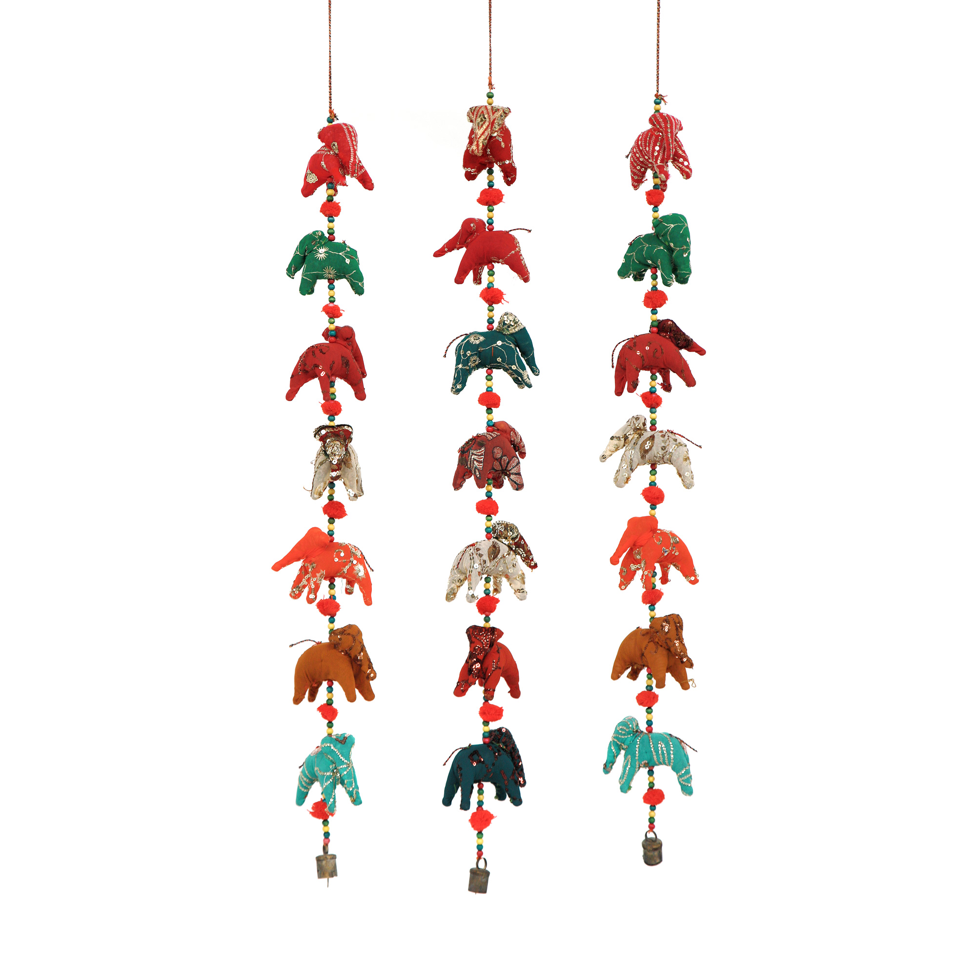 7er Kette 'Elefanten', multicolor, H 100 cm von fischer's lagerhaus