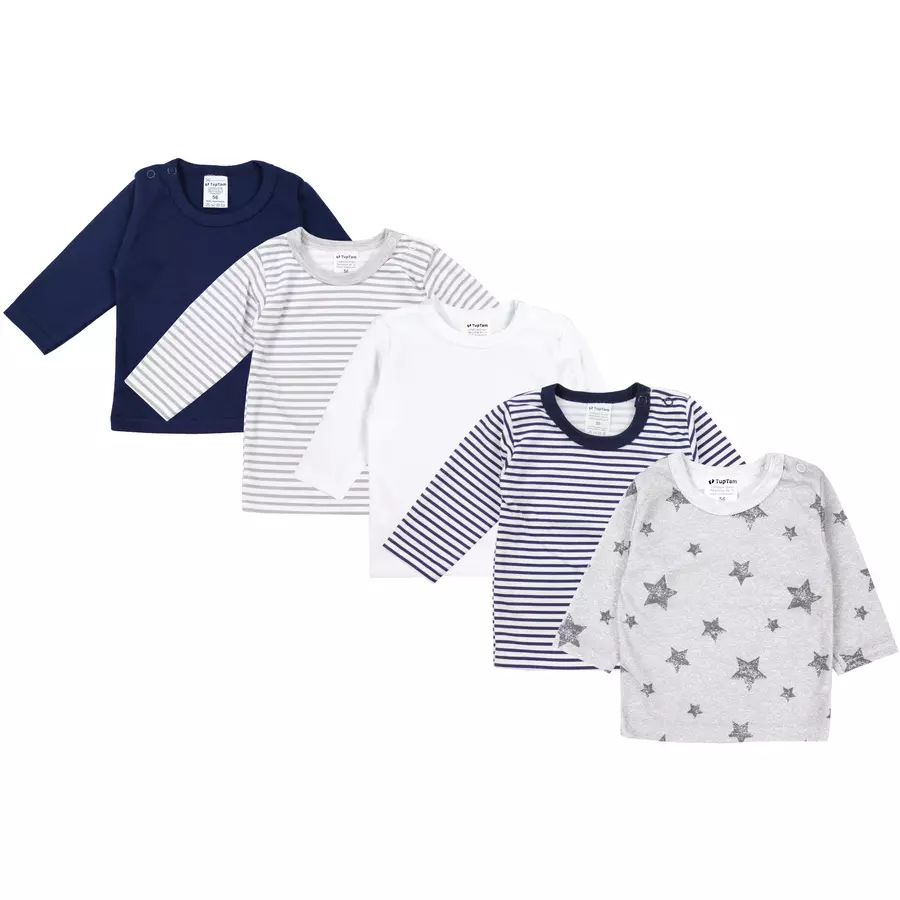TupTam Baby Jungen Langarmshirt 5er Set grau