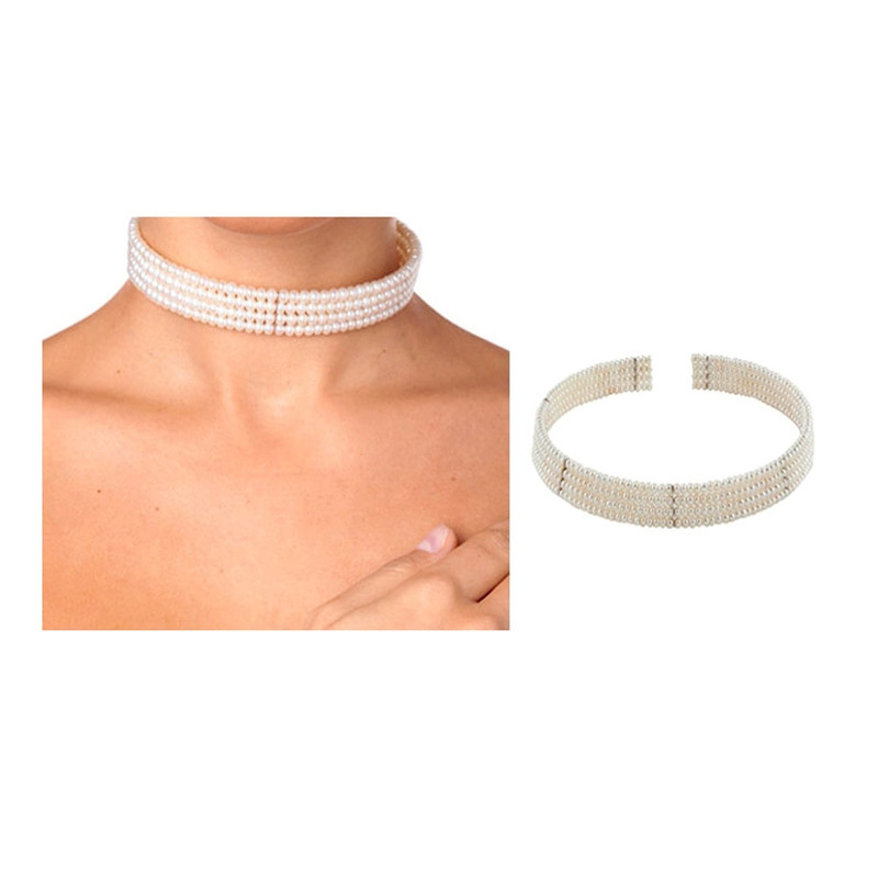 Collier de Perles de Lady Diana Blanc et Argent 925