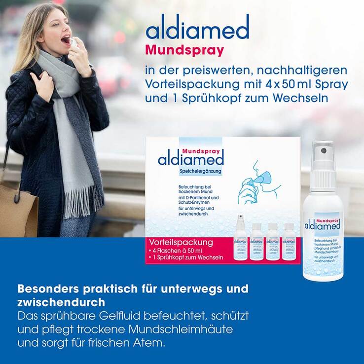 Aldiamed Mundspray z.Speichelergänzung Vorteilspa., 4X50 ml
