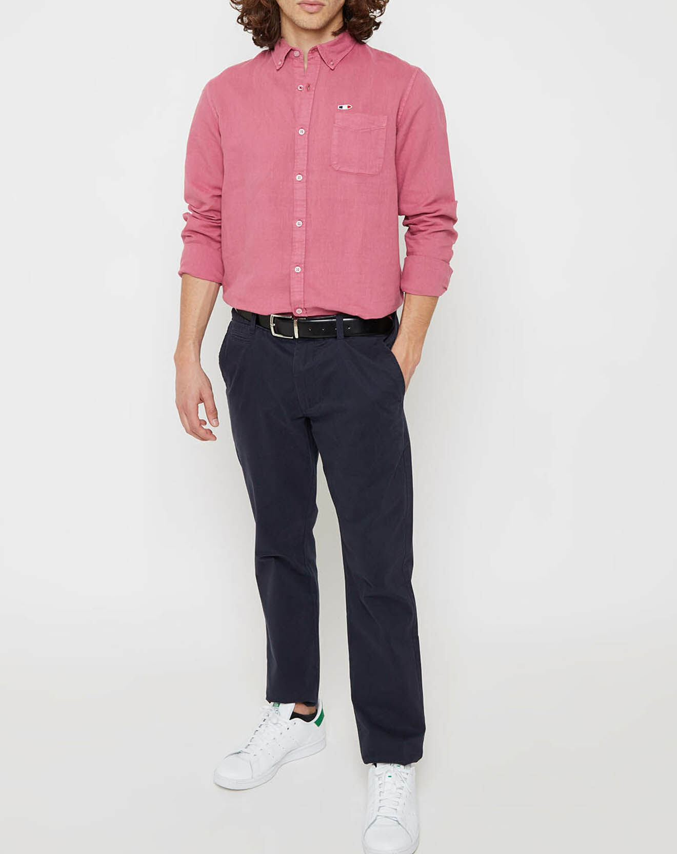 Oxbow Chemise droite en Lin & Coton Crikin rouge clair