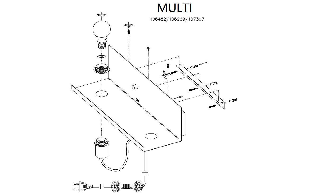 Wandleuchte Multi, E27, max. 60W, WeissNachtleuchte mit Ablagefläche