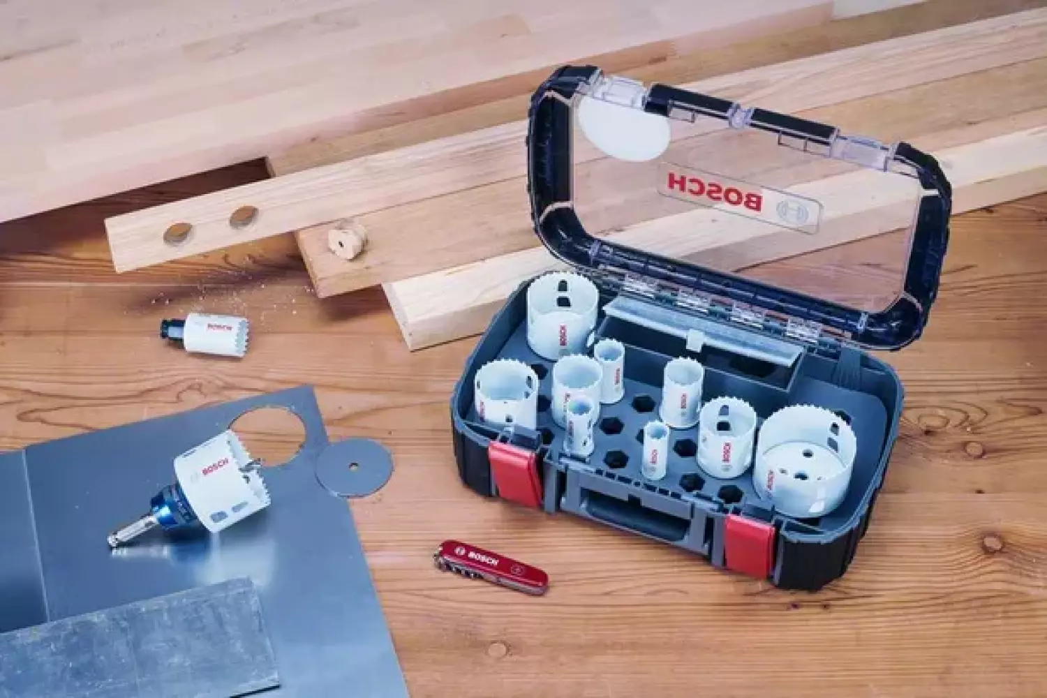 Bosch 061599760L 14-delige Gatzagenset in koffer - Victorinox mes