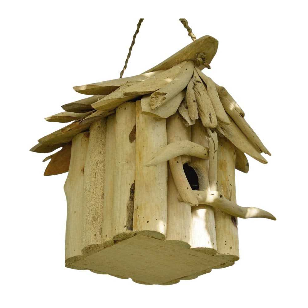 Nichoir carré en bois d'albésia à suspendre 19 x 19 x 20 cm