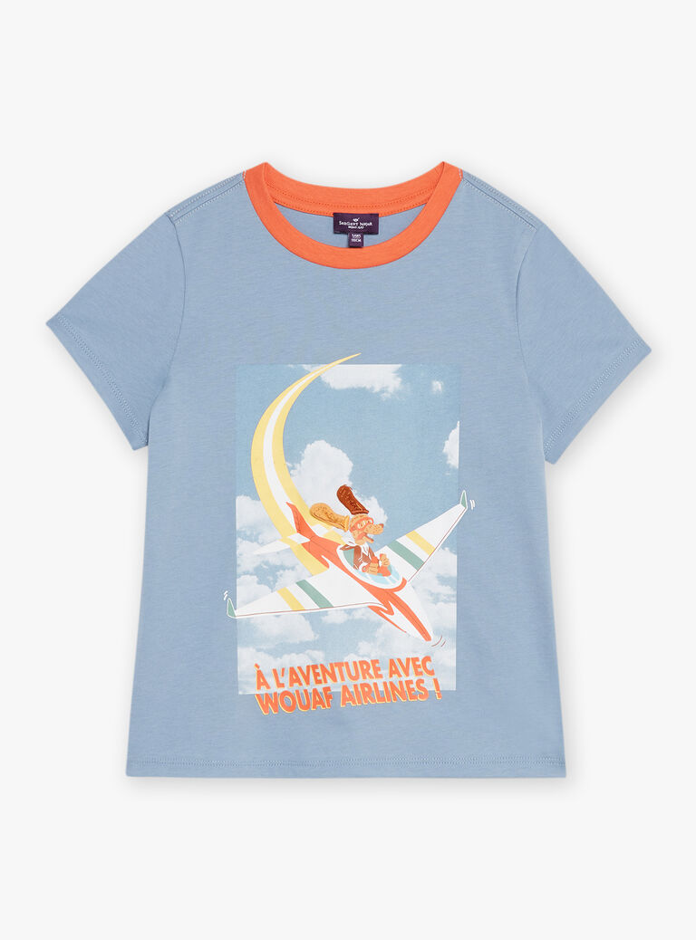 T-shirt bleu à motif avions