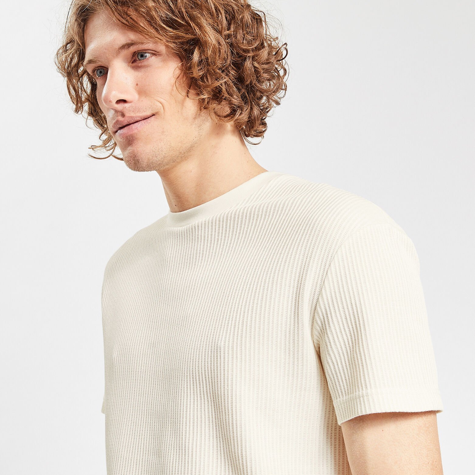 Tee shirt matière gaufrée Beige