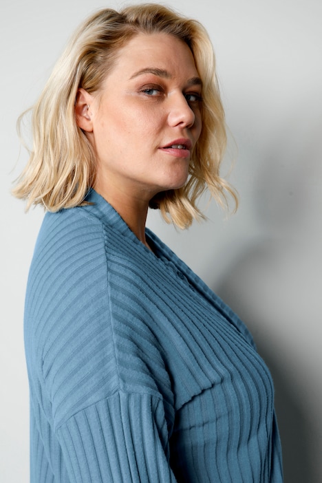 Bademantel, oversized, offene Form, Strukturjersey, Langarm