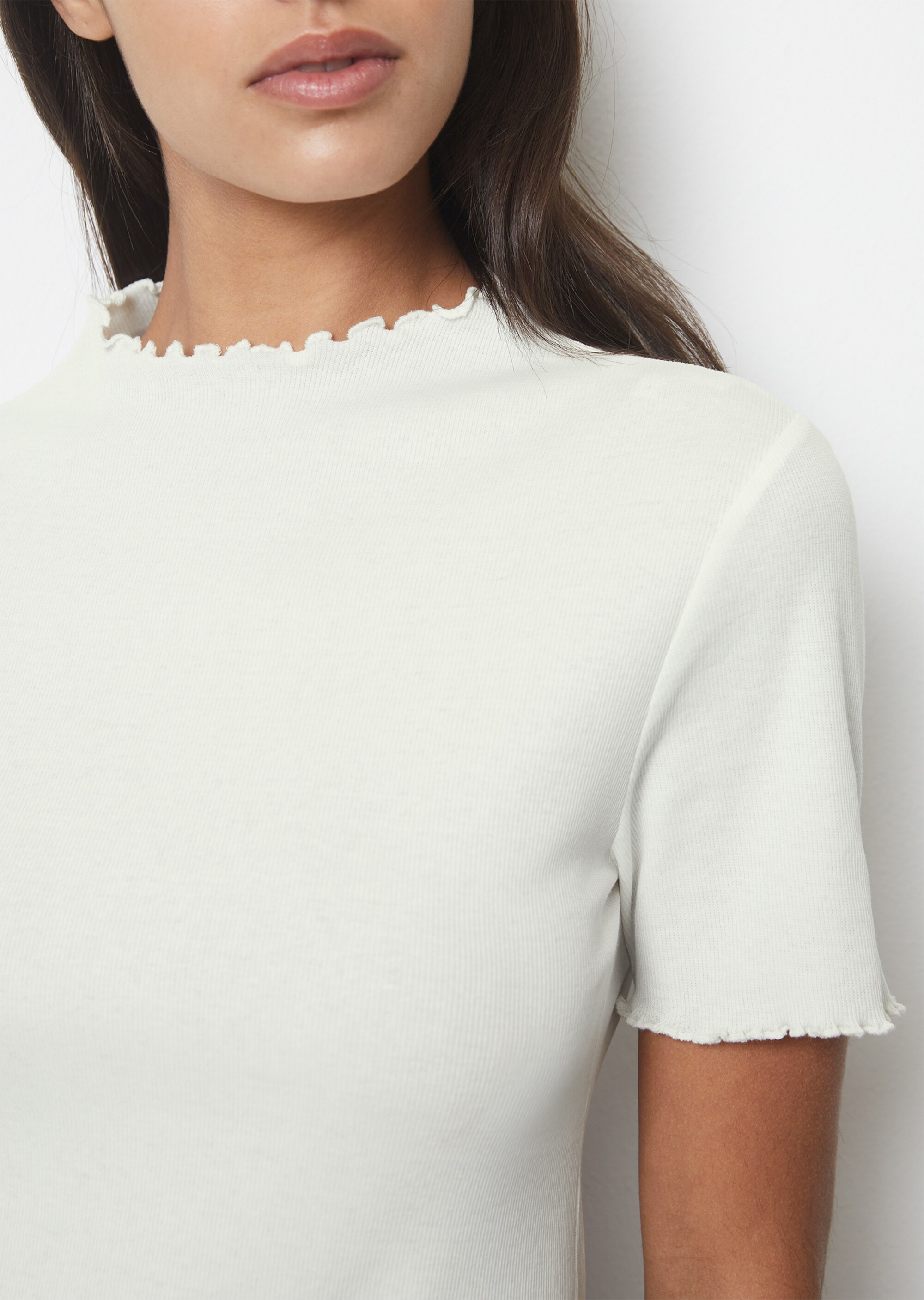 Ripp-T-Shirt slim aus Organic-Cotton-Stretch