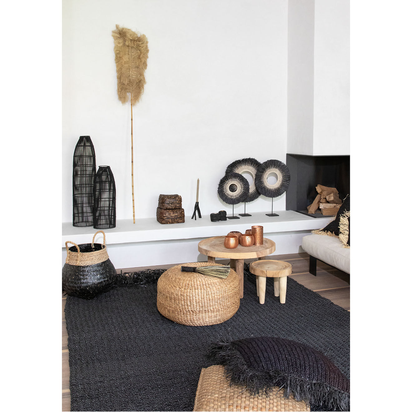 Bazar Bizar Pouf en Jacynthe d'eau naturel - D.60xH.30 cm