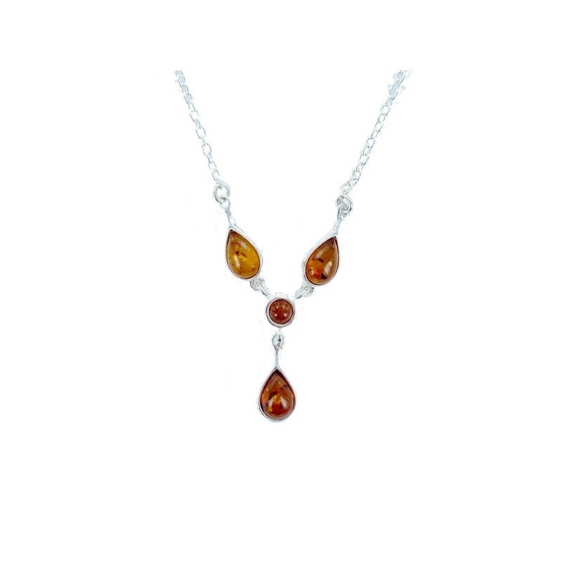 Collier argent 925 Ambre veritable de la mer Baltique