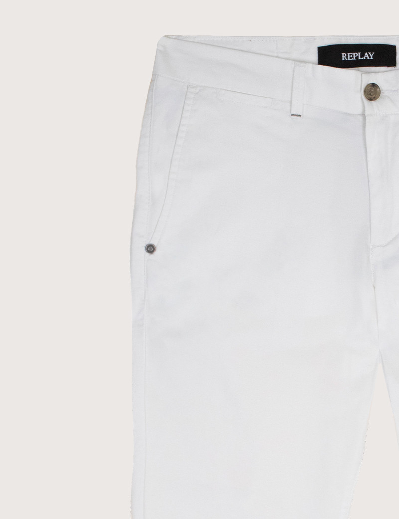 REPLAY PANTALON CHINO COUPE SLIM BRAD BLANC 001