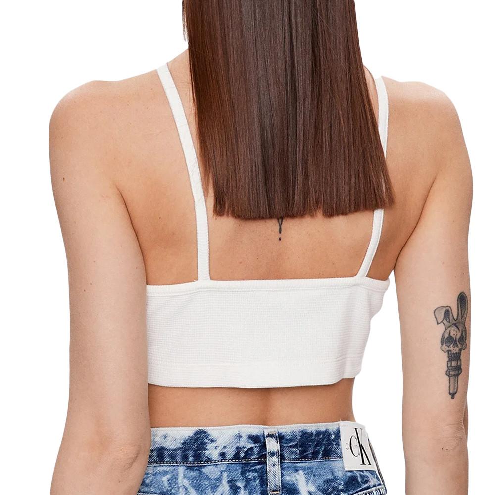 Calvin Klein Jeans Top Blanc Femme Calvin Klein Jeans Waffle Halter