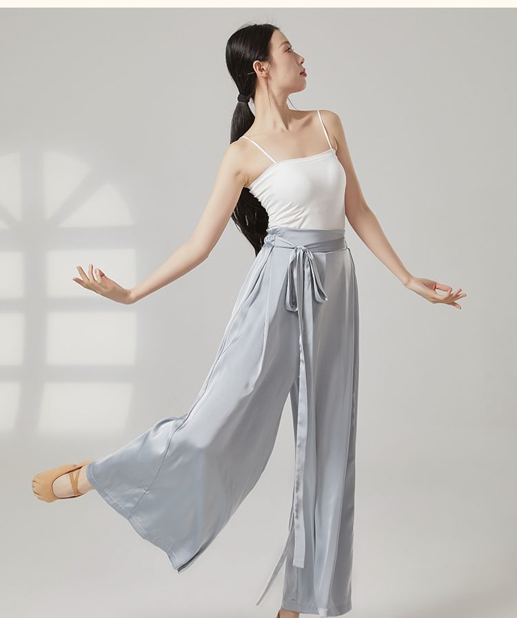 Cossita - Hoge taille, effen cropped, wijde dansbroek