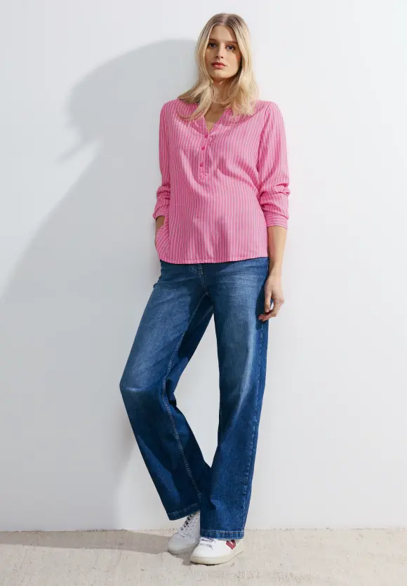 Viskose Streifenbluse - pink sorbet