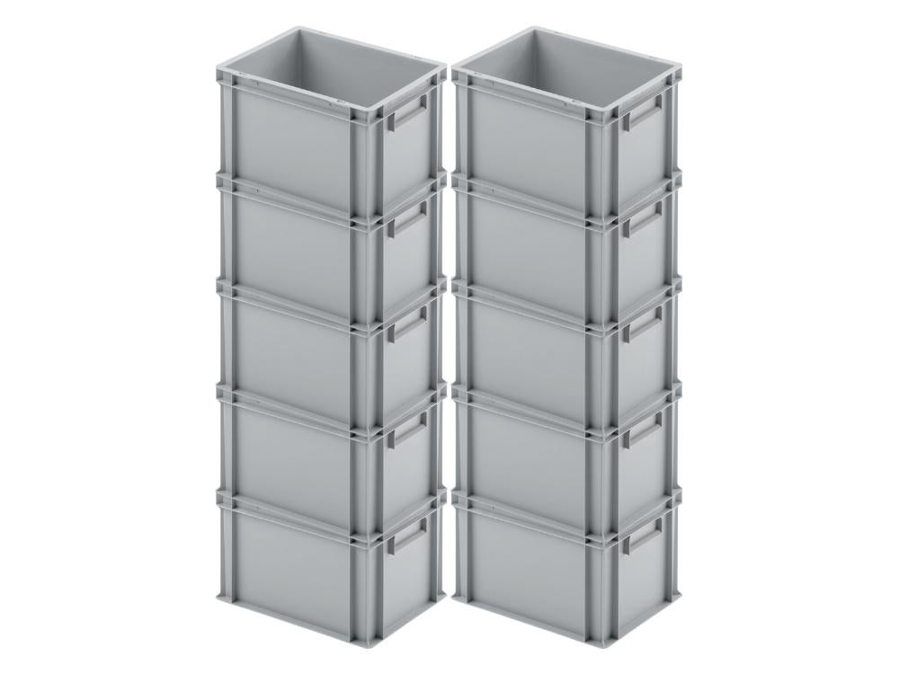 PROREGAL Eurocontainer met gesloten handgreep HxBxD 23,5 x 30 x 40 cm 22 liter Grijs Eurobox Transportbox Transportcontainer Stapelbak