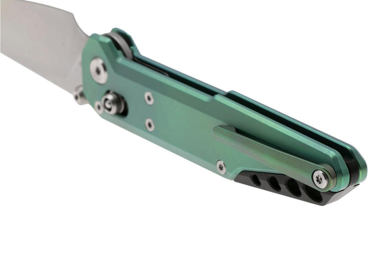 NOC Knives Dark Feather MT-2720, Stonewashed M390, Green Titanium zakmes