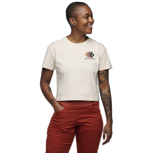 T-shirt escalade BLACK DIAMOND DIAMOND W FADED CROP SS TEE OFF WHITE