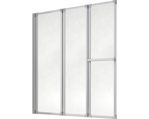 Badscherm, 3-delig, SCHULTE, 126,8 x 140 cm, glasdecor druppel, profielkleur aluminium, D1510 01 01 140