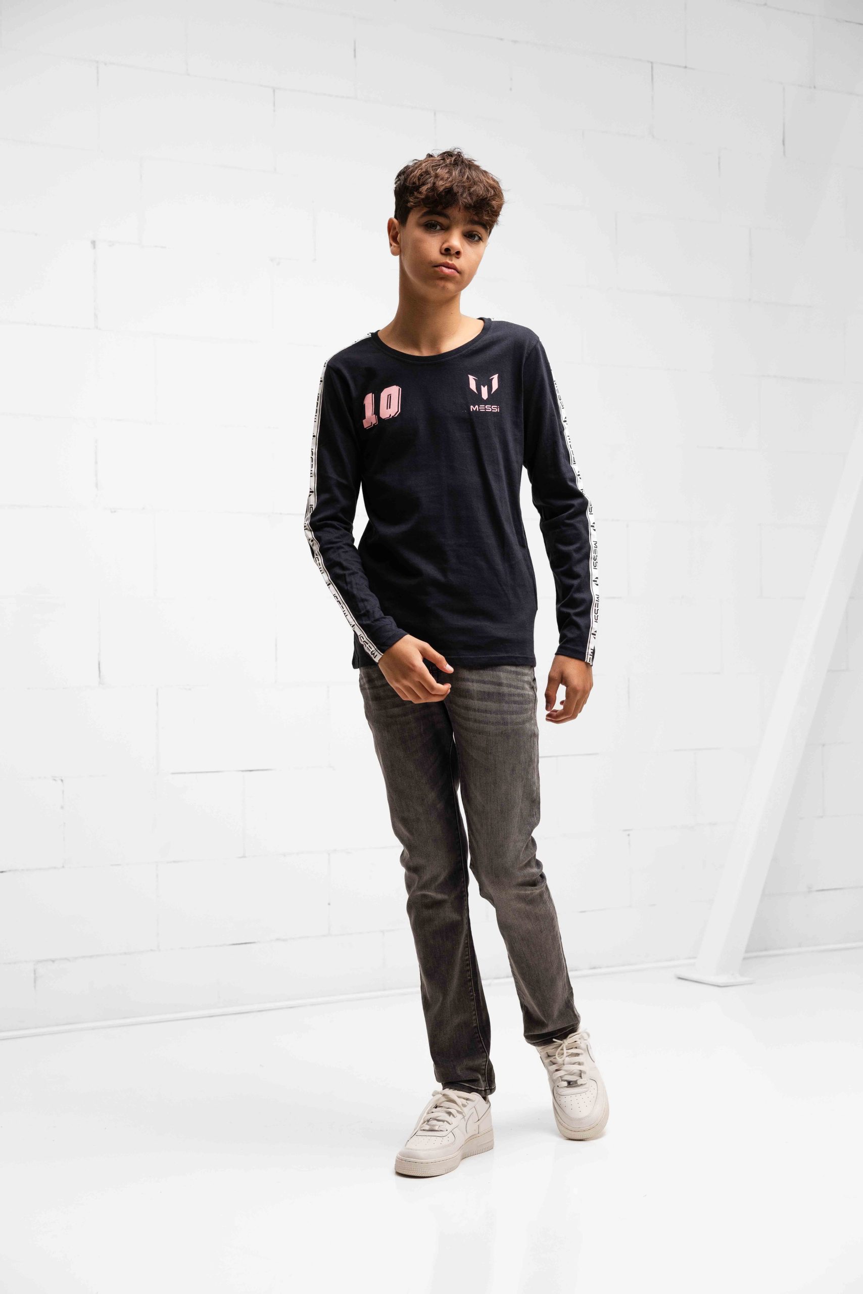 Vingino x Messi Nerol T-Shirt Lange Mouw Kids Zwart/Roze