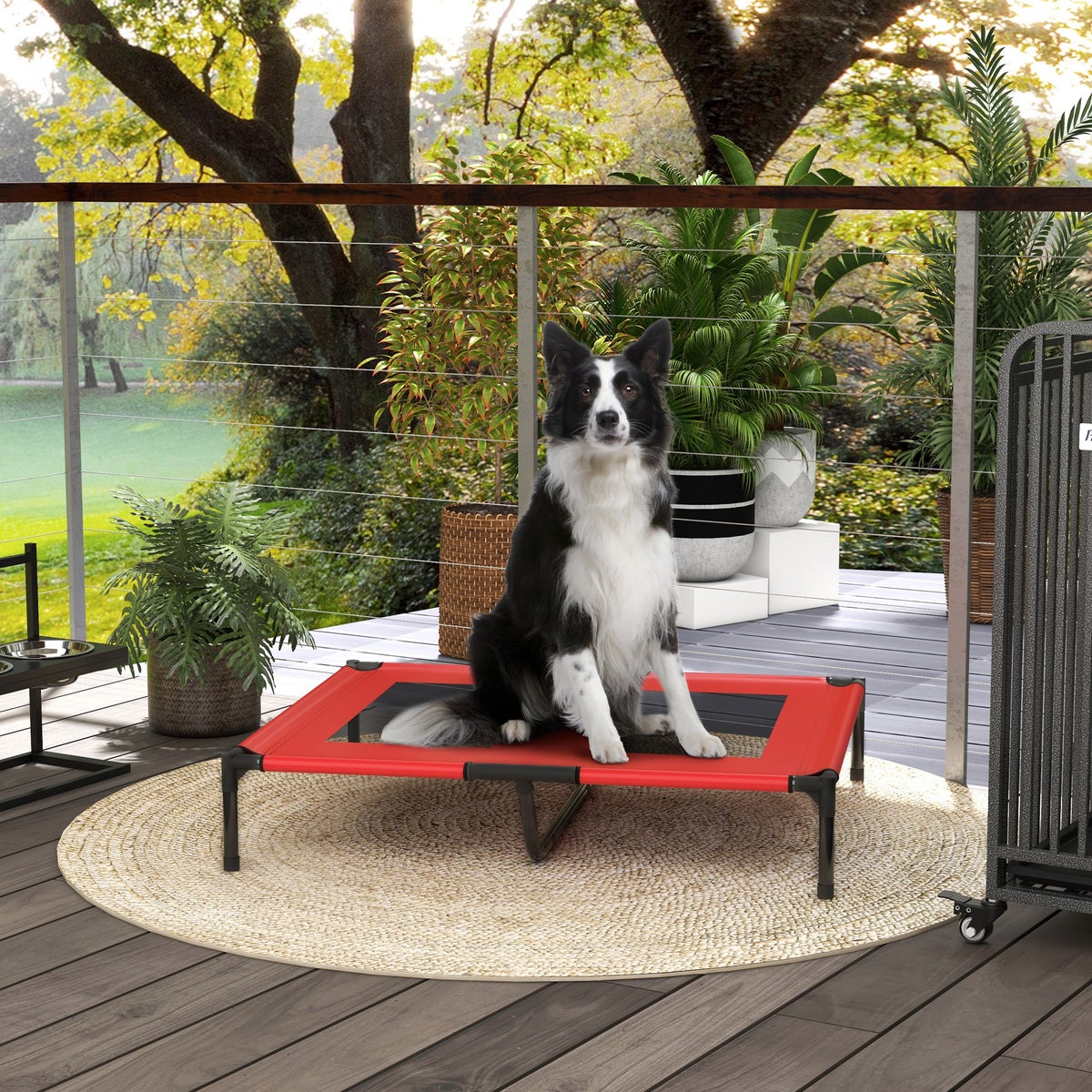 PawHut Hondenbed, 92L x 76B x 18H cm, Oxfordstof, Metaal, Rood